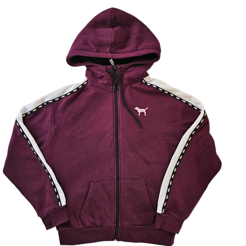 PINK Victoria's Secret Maroon Hoodie with White Accents